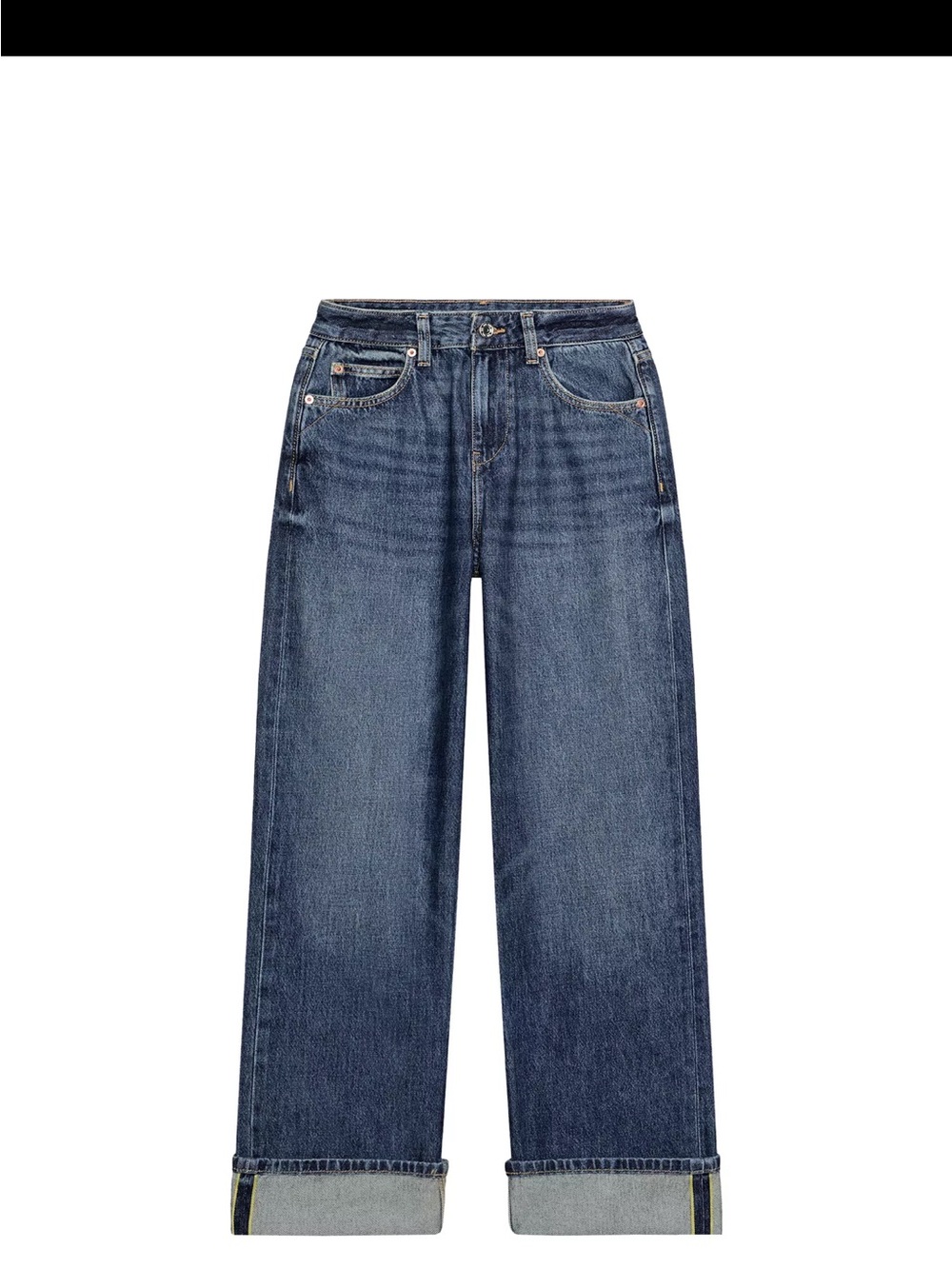 Zara Relaxed Wide-Leg Jeans in Dark Blue